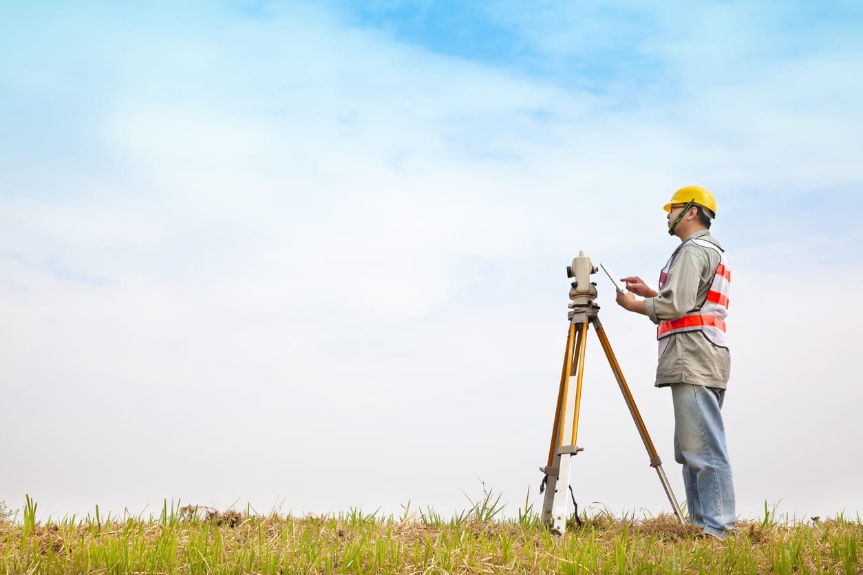 Griffin Surveys performing a topographical survey to identify any issues with the site.